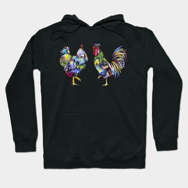 Hen and Rooster Hoodie by Zodiart